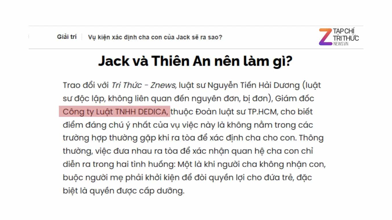 Vụ kiện xác định cha con của Jack sẽ ra sao?